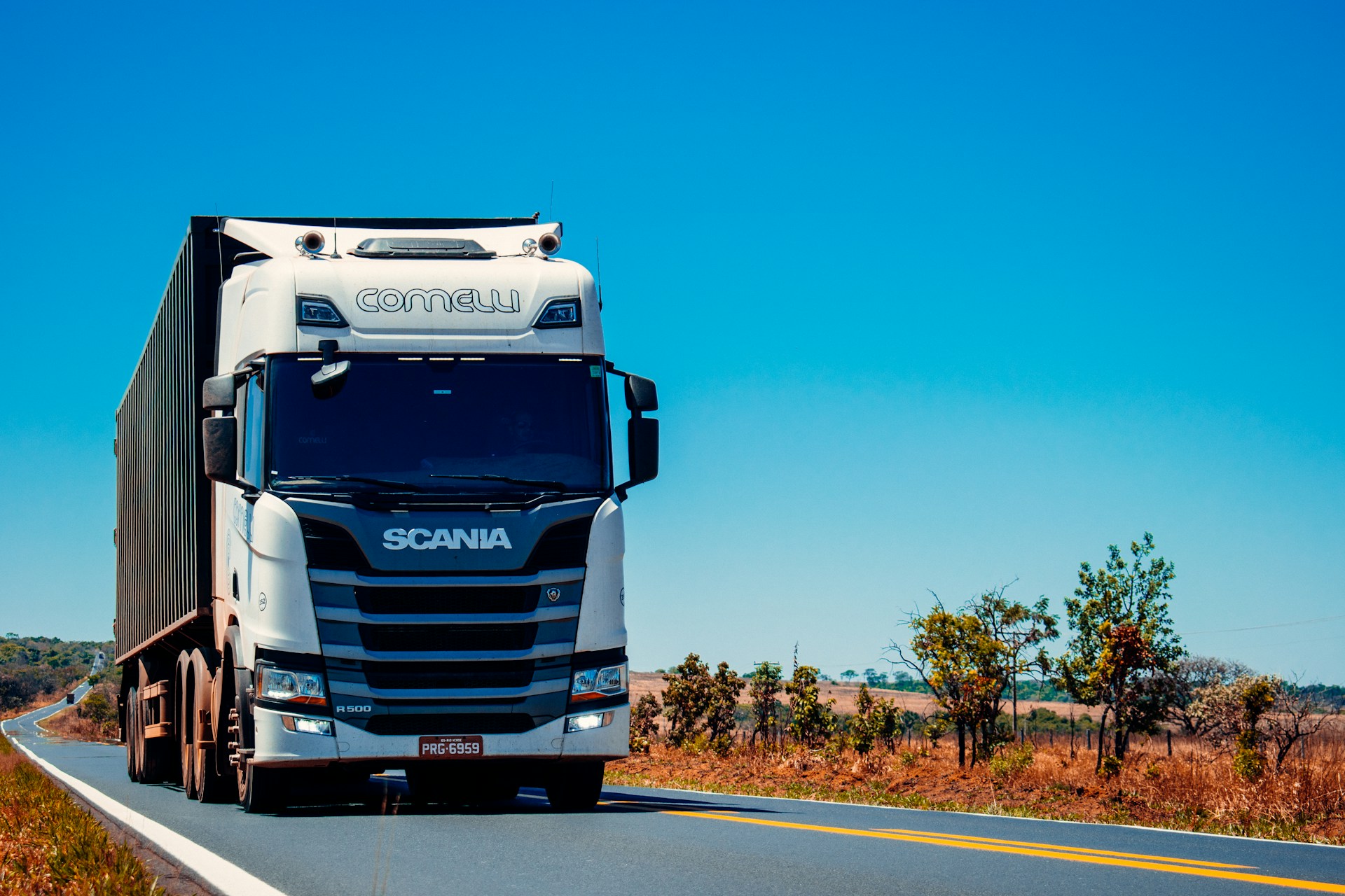 Scania heavy truck on the road representing heavy vehicle mechanic services in Sydney NSW